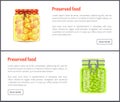 Preserved Food Pea Posters Set vector Illustration