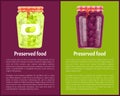 Preserved Food Poster Canned Plums and Green Olive Royalty Free Stock Photo