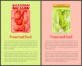 Preserved Food Poster Pickled Chilli and Cucumbers Royalty Free Stock Photo