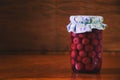 Preserved fruit in jar, compote of cherries