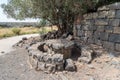 A preserved gazebo on the ruins of a Christian monastery of the 6th century AD in the abandoned village of Deir Qeruh in the Golan