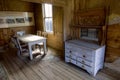 Preserved Miller house ivingroom in ghost town Bodie, CA