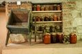 Preserved jars in the cellar. Stocks for the winter Royalty Free Stock Photo