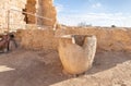 Preserved jug near the remains of a Roman bath near the ruins of the central city - fortress of the Nabateans - Avdat, between Royalty Free Stock Photo