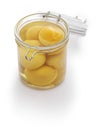Preserved lemons in a jarpreserved lemons, the jar lid is open
