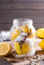 Preserved Lemons with salt. Vertical Royalty Free Stock Photo