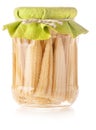 Preserved mini corn ears in glass jar