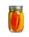 Preserved peppers in mason jars Royalty Free Stock Photo