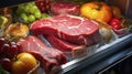 Preserving Freshness - Raw Meat\'s Cool Reprieve in the Fridge. Generative AI