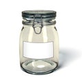 Preserving jar with blank label. Royalty Free Stock Photo