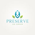 Preserving plants minimalist icon logo template vector illustration design. simple nature protect, ecological, go green logo Royalty Free Stock Photo