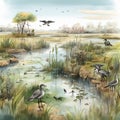 Preserving Wetlands - Lush Ecosystem Teeming with Wildlife