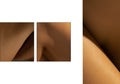 Preset with closeup images of part of female body. Detailed texture of human female skin. Skincare, bodycare, healthcare