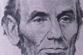 President Abraham Lincoln on the obverse of a five dollar bill for background Royalty Free Stock Photo