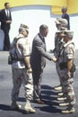 President Bush greets military personnel