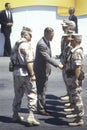 President Bush greets military personnel and General Schwartzkopf during the Desert Storm Victory Parade in Washington, D.C. 1991