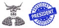 Rubber President Round Seal Stamp and Recursion Bull Boss Icon Composition