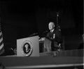 President Dwight Eisenhower delivers speech Royalty Free Stock Photo