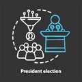 President election chalk concept icon. Public speech idea. Choosing new head of state. National voting day, electing new