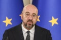 President of the European Council Charles Michel attends a joint press conference with Ukraine's President