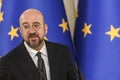 President of the European Council Charles Michel attends a joint press conference with Ukraine's President