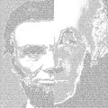 President george washington and Abraham Lincoln in PORTRAIT made only of TEXT background