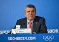 President of International Olympic Committees Tomas Bach on a press conference