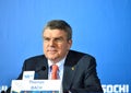 President of International Olympic Committees Tomas Bach on a press conference