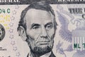 President Lincoln on the five dollar bill macro photo. United States of America currency detail. Royalty Free Stock Photo