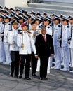 President Nathan inspecting guard-of-honor at NDP Royalty Free Stock Photo