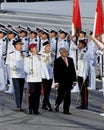 President Nathan inspecting guard-of-honor at NDP Royalty Free Stock Photo
