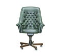 President office chair from green leather. Isolated Royalty Free Stock Photo