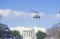 President Reagan arriving at the White House in a helicopter in Washington, D.C.