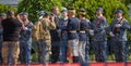 President of Romania Klaus Iohannis decorated the battle flags on the occasion of the end of the army mission in Afghanistan Royalty Free Stock Photo