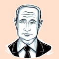 President of the Russian Federation Vladimir Putin sketch portrait Royalty Free Stock Photo