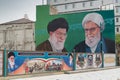 President Sayyid Ali Hosseini Khamenei and Imam Sayyid Ruhollah Musavi Khomeini billboard Royalty Free Stock Photo