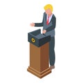 President speaker icon isometric vector. Booth vote