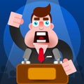 President Speech With Podium Icon - Public Speaker Character Vector