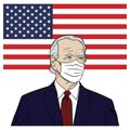 President of USA, Joe Biden Wearing Mask Portrait, Flat Design, Pop Art Design, Vector, Illustration Royalty Free Stock Photo