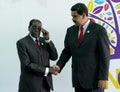 President of Zimbawe Robert Mugabe and Venezuelan President Nicolas Maduro Royalty Free Stock Photo