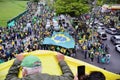 From the Presidente Dutra highway, the view of the patriots` protest in front of the DCTA entrance