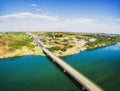 Aerial view of the Helio Serejo bridge on the borders between MS Royalty Free Stock Photo