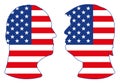 Presidential candidates silhouette illustration with US flag