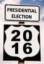 Presidential election 2016 on american roadsign Royalty Free Stock Photo