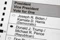 Presidential Election Ballot Voting for Donald J. Trump for President