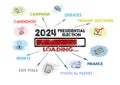 2024 Presidential Election Concept. Loading keywords and icons. Illustration Royalty Free Stock Photo