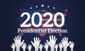 Presidential Election 2020 Dark Blue Background Illustration with Hands Up Royalty Free Stock Photo