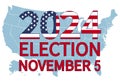 2024 Presidential election day in USA, november 5, card design. Vote for your future Royalty Free Stock Photo