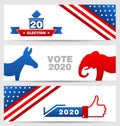 Presidential Election 0f USA 2020. Vote, Voting. Set American Advertising Cards