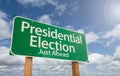 Presidential Election Just Ahead Green Road Sign Over Clouds and Blue Sky Royalty Free Stock Photo